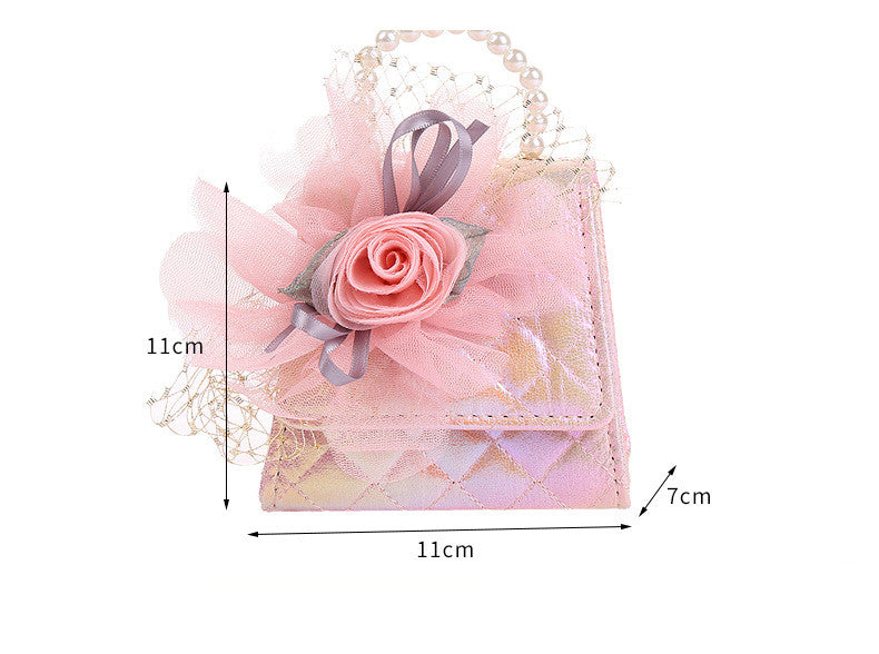 Flower Knitted Coin Purse Small Version Pearl Portable Diagonal Dual-use