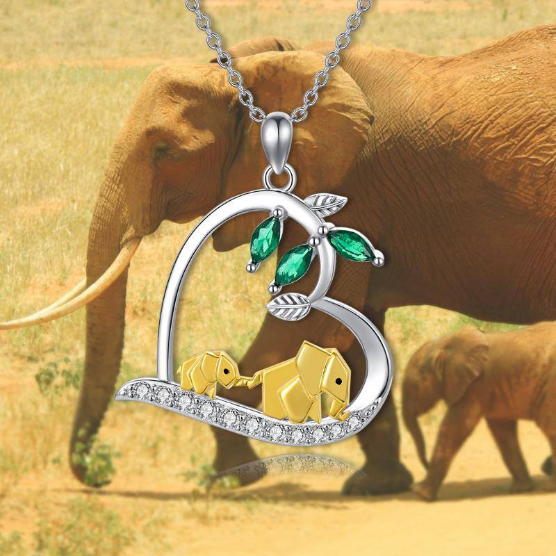 Elephant Necklace 925 Sterling Silver Mother And Child Lucky Origami Elephant Pendant Necklace Jewelry for Women