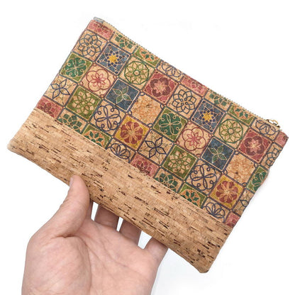 New Women Clutches Cork Women's Bags Portugal Tile Make Up Bags Money Phone Pouch Fashion Cork Travel Purse Handbag KANDRA