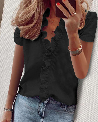 New long-sleeved ruffled shirt blouse