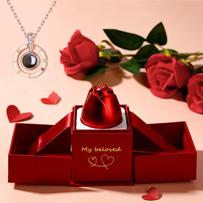 2023 Hot Valentine's Day Gifts Metal Rose Jewelry Gift Box Necklace For Wedding Girlfriend Necklace Gifts