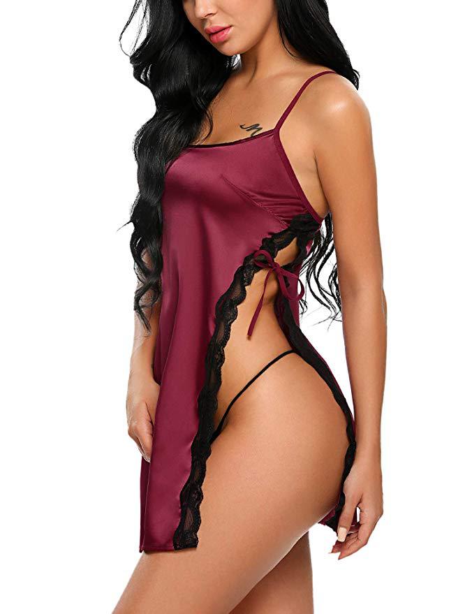 Sexy Satin Lingerie w/ Lace Border