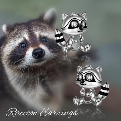 Raccoon Gifts Sterling Silver Raccoon Stud Earrings Cute Animal Raccoon Jewelry for Women Teens Birthday