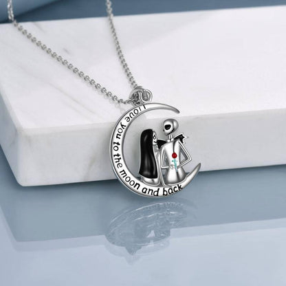 Nightmare Pendant Necklace Before Christmas 925 Sterling Silver Sally and Jack I Love You to The Moon and Back Jewelry for Women