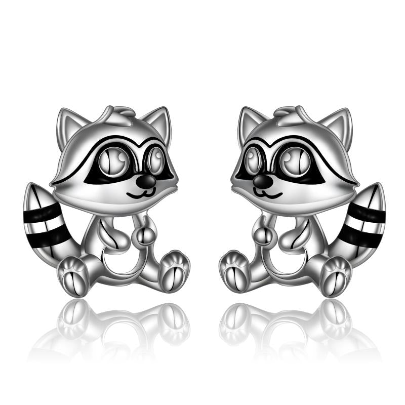 Raccoon Gifts Sterling Silver Raccoon Stud Earrings Cute Animal Raccoon Jewelry for Women Teens Birthday