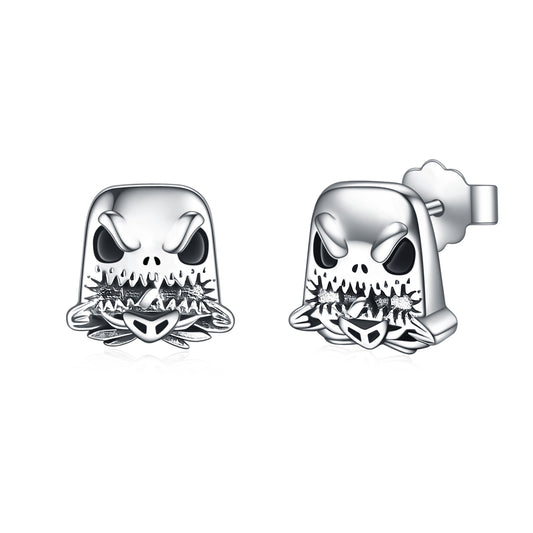 Skull Jack Skellington Sterling Silver Stud Earring For Men Women Gift Jewelry