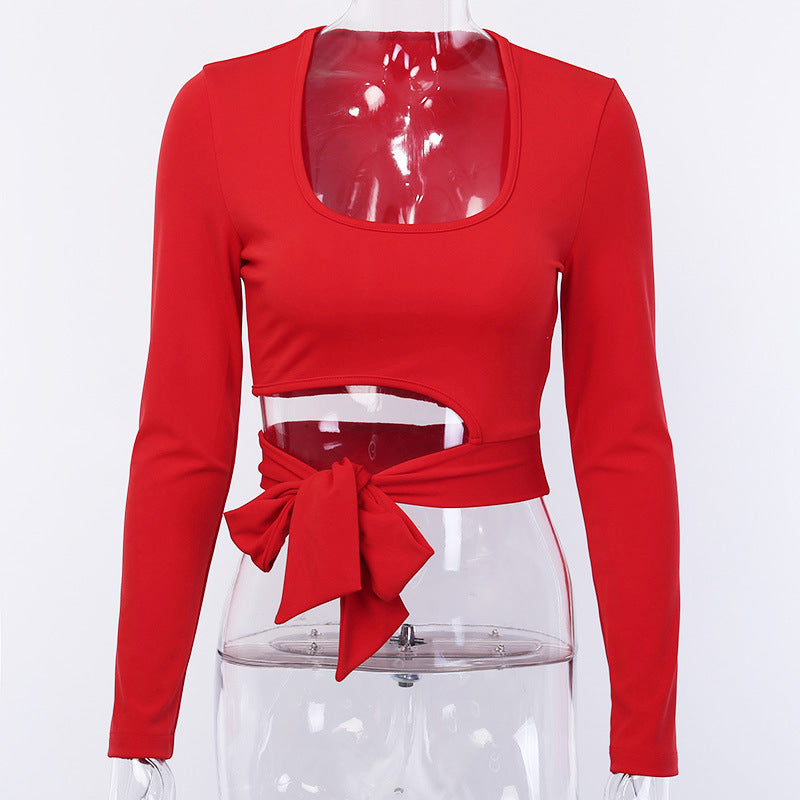 Women's blouse with waist tie