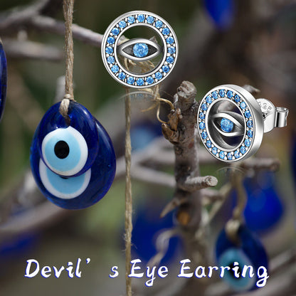 Evil Eye Earrings Sterling Silver Heart  Dangle Earrings Cubic Zirconia Evil Eye Jewelry Gifts for Women Wife