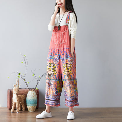 Printed Crotch Denim Wide-leg Pants