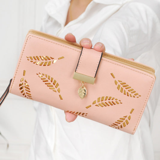 2021 new fashion ladies dress eighty percent off pierced Hand Bag Wallet Purse leaves students mobile phone bag bag