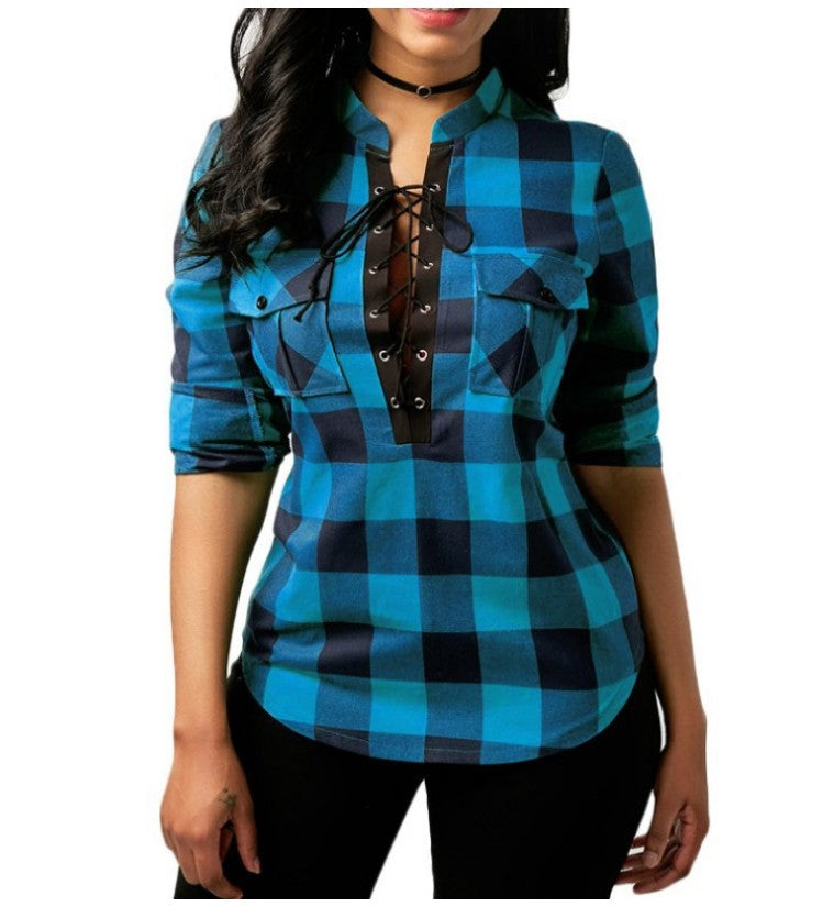 Tops And Blouses Casual Plaid Shirts Long Sleeve Office Women Blouse