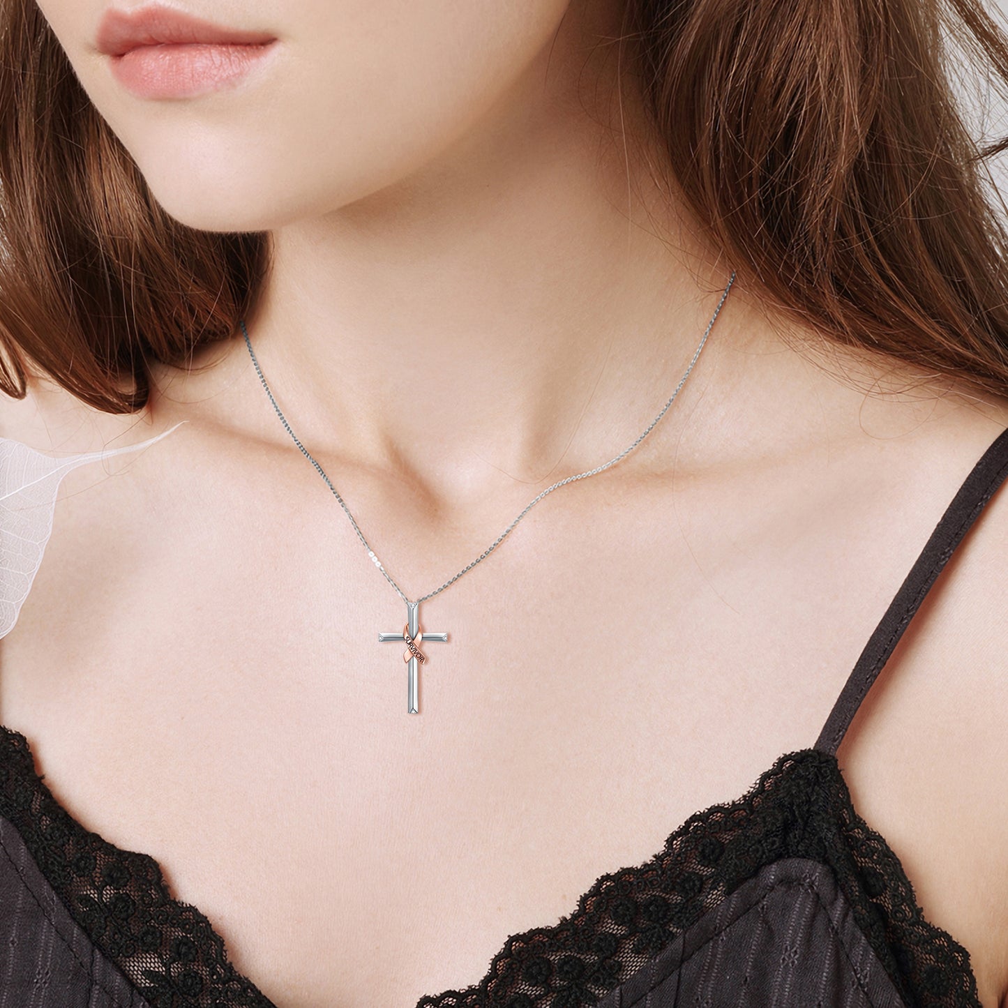 Breast Cancer Survivor Necklace  925 Sterling Silver Cross Pendant Necklace  Breast Cancer Survivor jewelry for Women