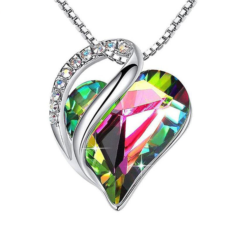 925 Sliver Heart Shaped Geometric Necklace Jewelry Women's Clavicle Chain Valentine's Day Gift