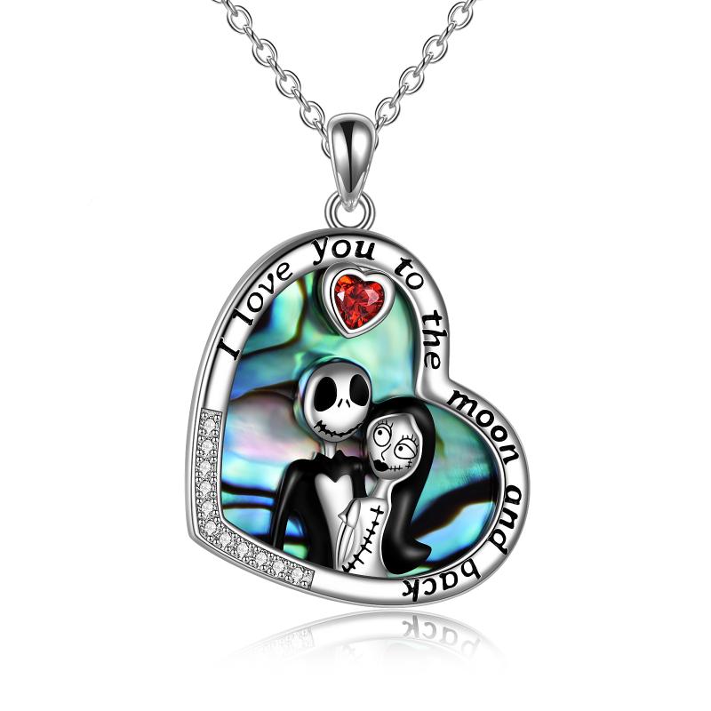 Sterling Silver Nightmare Before Christmas Jack Skellington Infinity Heart Pendant Necklace