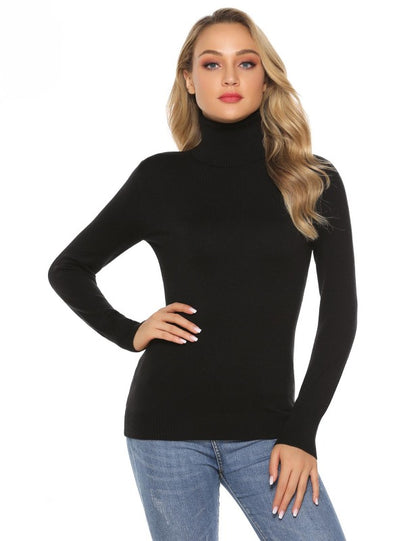 Ladies Casual Fashion Turtleneck Pullover Sweater