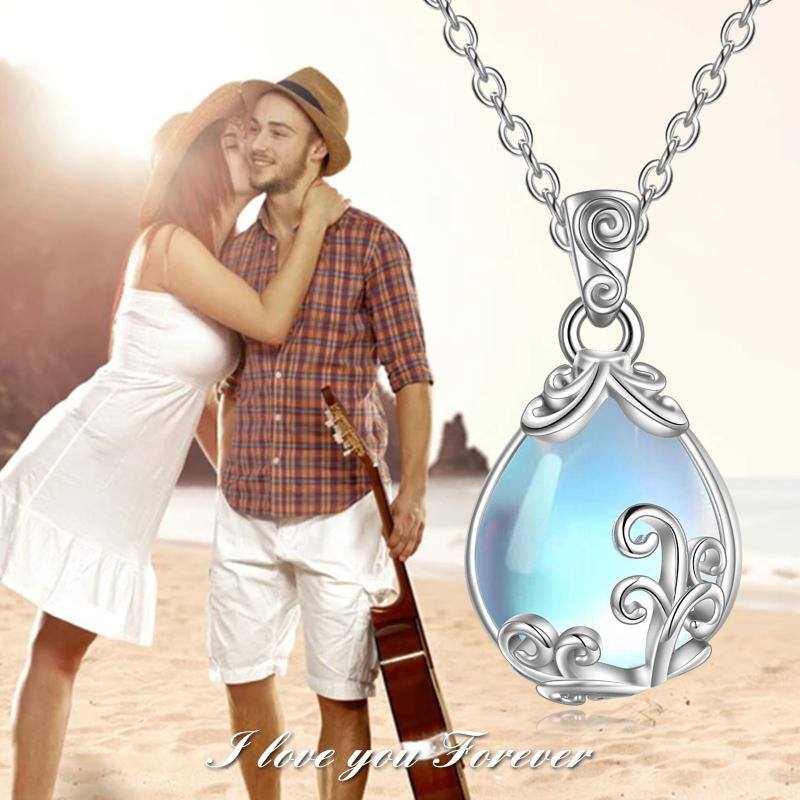 Sterling Silver Moonstone Filigree Teardrop Necklace Jewelry