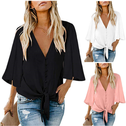 V-neck blouse -Pink -Black -White