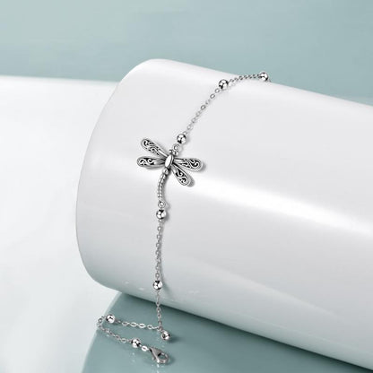 Dragonfly Anklet Sterling Silver Dragonfly Ankle Bracelet Dragonfly Jewelry for Women Gifts