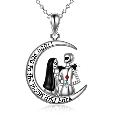 Nightmare Pendant Necklace Before Christmas 925 Sterling Silver Sally and Jack I Love You to The Moon and Back Jewelry for Women