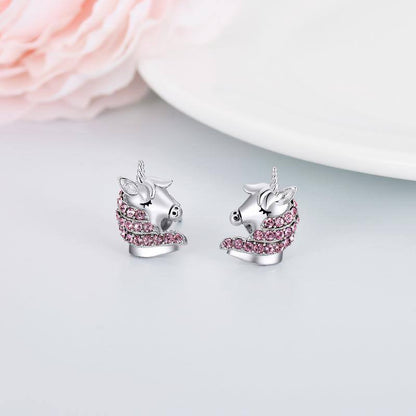 Sterling Silve Unicorn Hypoallergenic Stud Earrings Jewelry