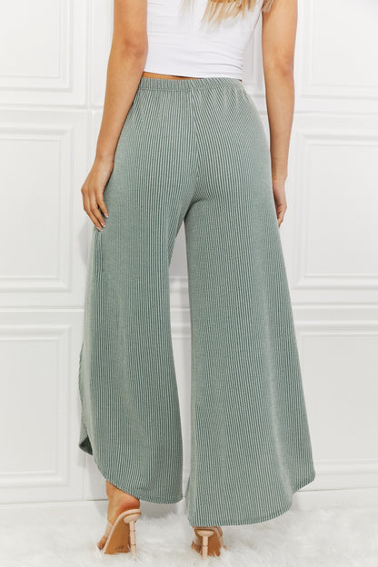 Blumin Apparel Confidently Chic Full Size Split Wide Leg Pants in Sage