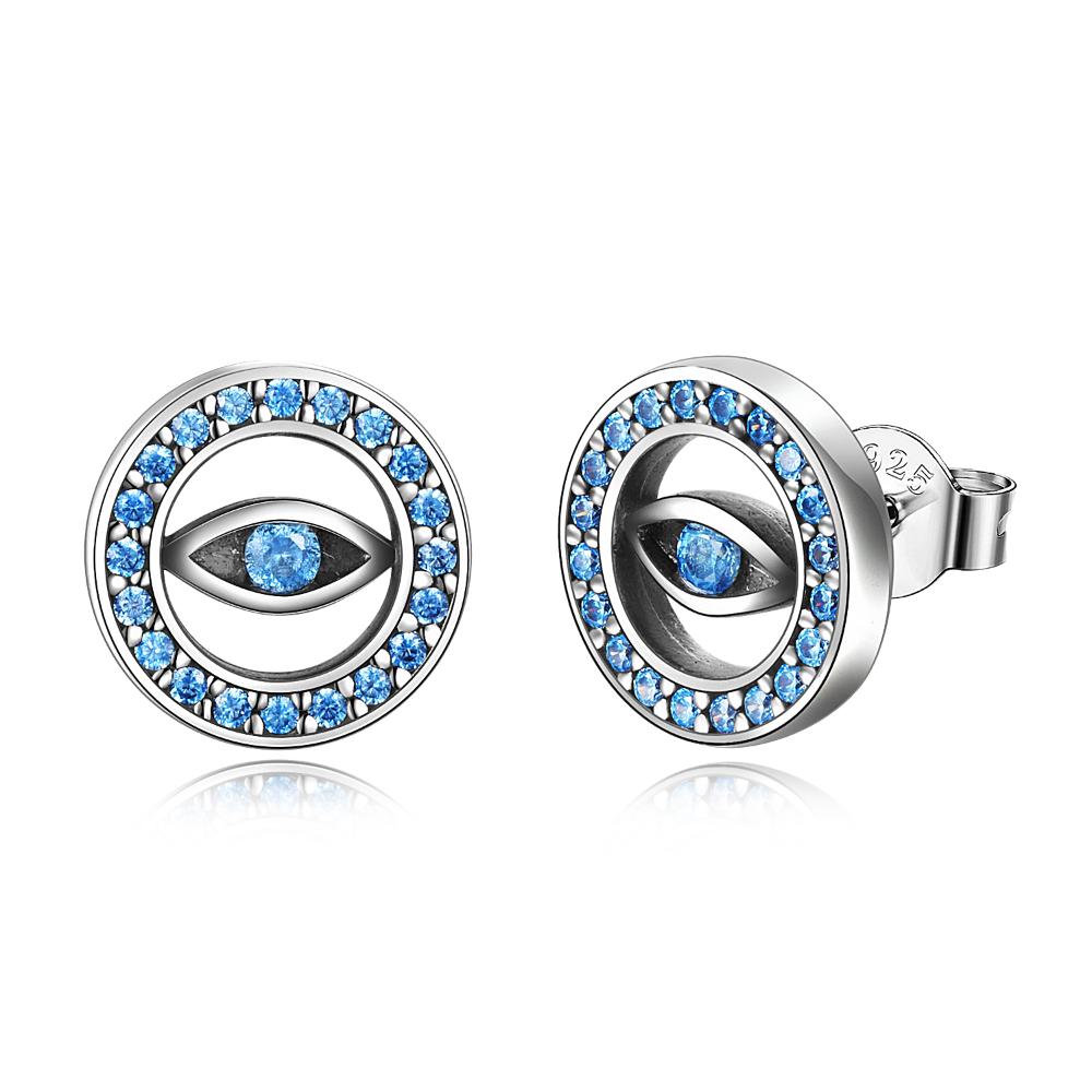 Evil Eye Earrings Sterling Silver Heart  Dangle Earrings Cubic Zirconia Evil Eye Jewelry Gifts for Women Wife