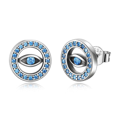 Evil Eye Earrings Sterling Silver Heart  Dangle Earrings Cubic Zirconia Evil Eye Jewelry Gifts for Women Wife