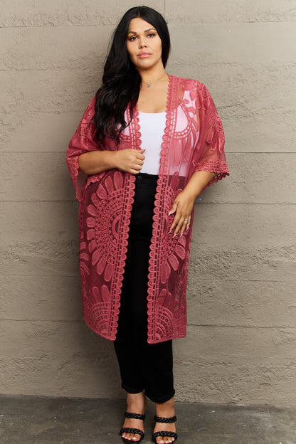 Justin Taylor Legacy Lace Pink Rose Duster Kimono