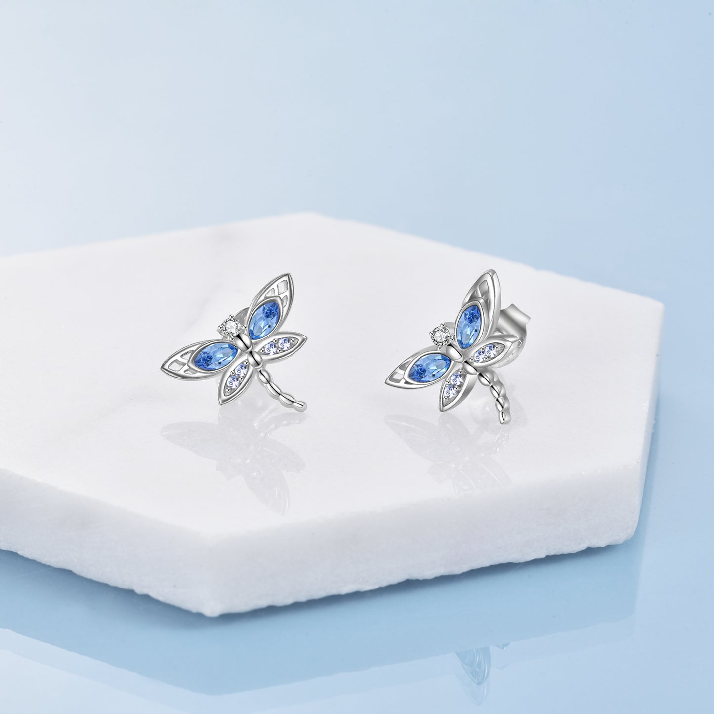 Dragonfly Gifts for Women Sterling Silver Dragonfly Stud Earrings Jewelry with Austrian Crystal