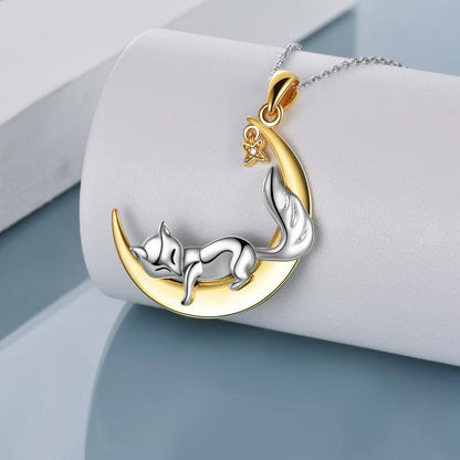 925 Sterling Silver Fox Gift for Women Lucky Gold Fox Necklace Animal Jewelry Gift for Girlfriend