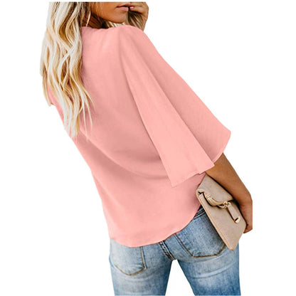 V-neck blouse -Pink -Black -White