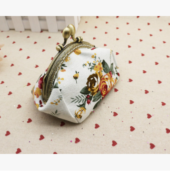 Canvas fabric coin purse Creative small purse hand take coin bag gold material package Key card package