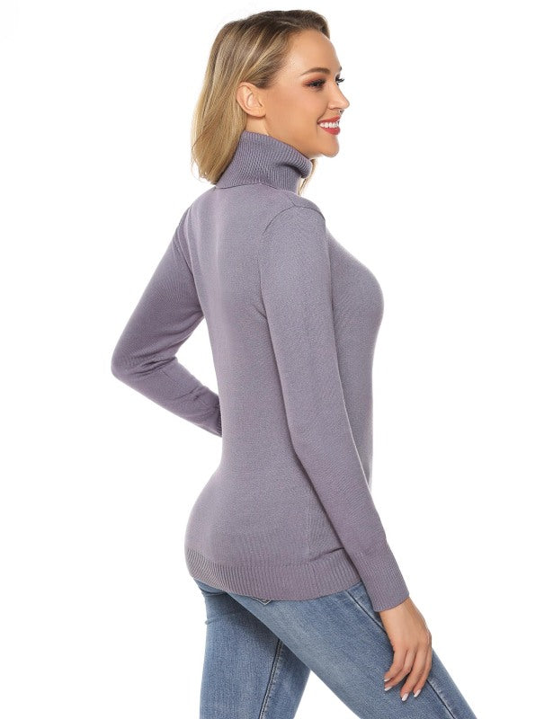 Ladies Casual Fashion Turtleneck Pullover Sweater