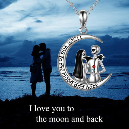 Nightmare Pendant Necklace Before Christmas 925 Sterling Silver Sally and Jack I Love You to The Moon and Back Jewelry for Women