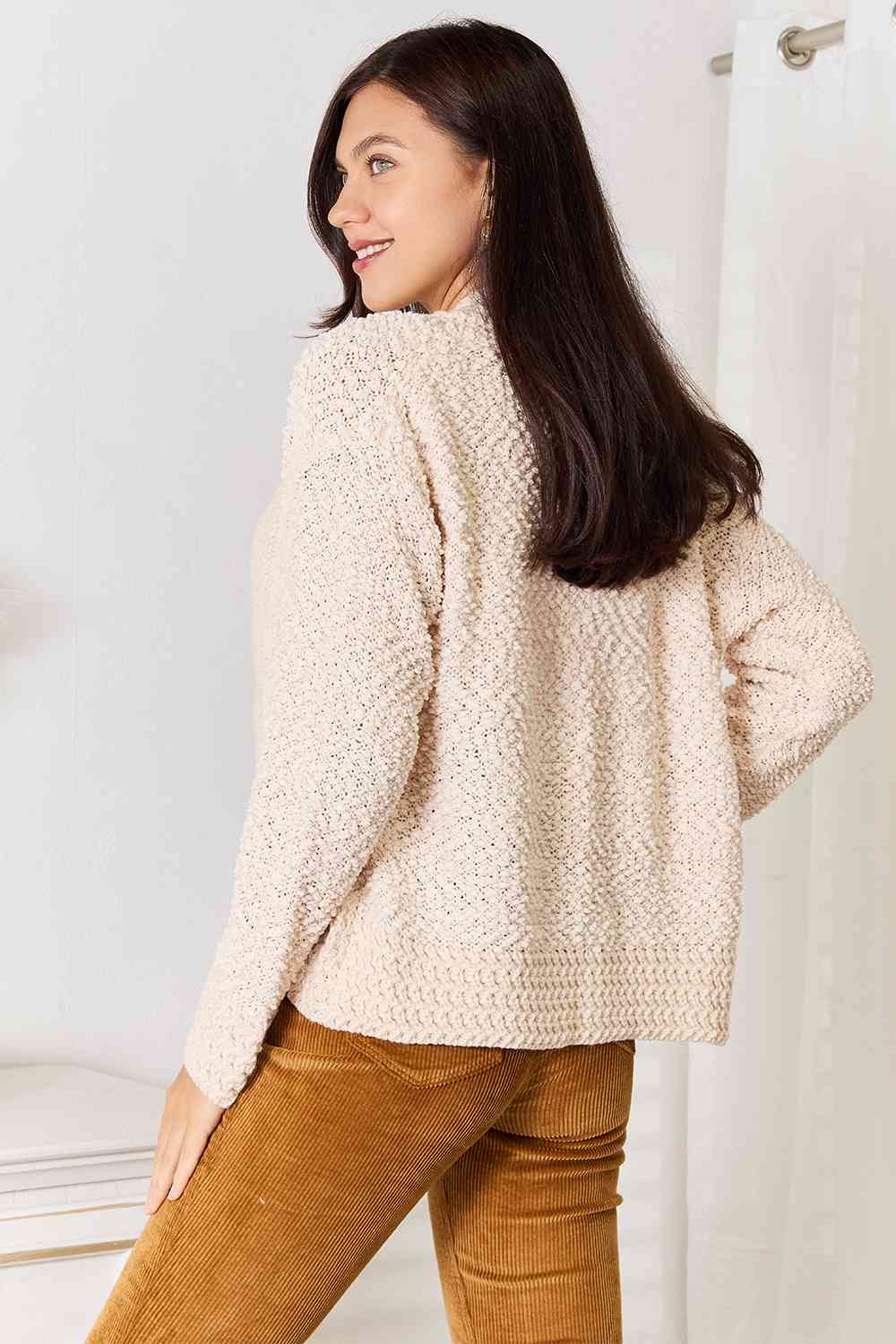 Double Take Open Front Long Sleeve Cardigan