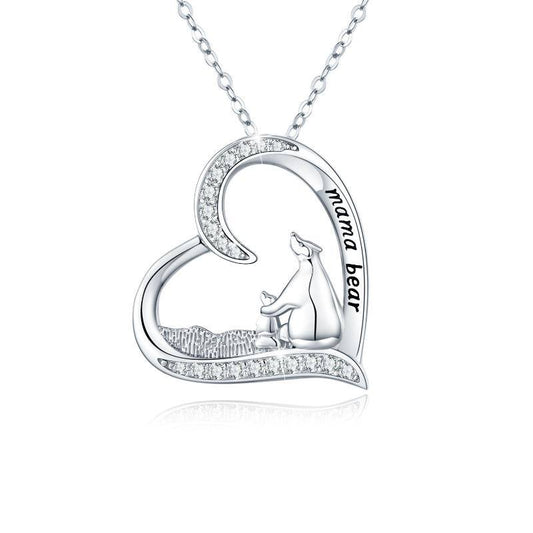 925 Sterling Silver Mama Bear Baby Mother and Child Necklaces Jewelry