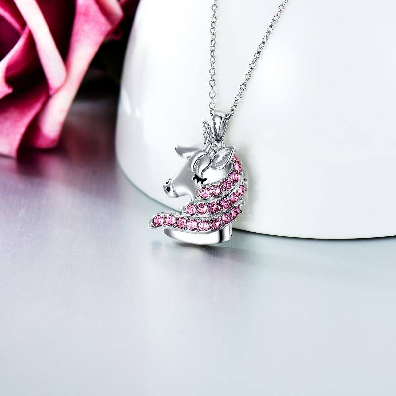 Sterling Silver Unicorn Necklace with Pink Crystals Birthday Gifts for Girls Daughter Granddaughter Women