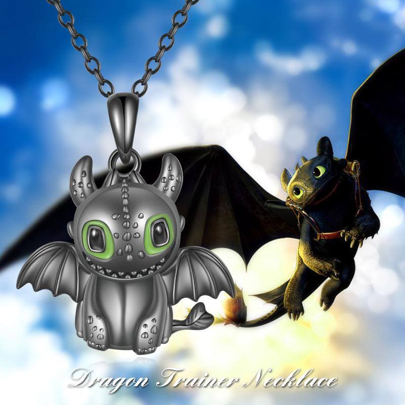 Sterling Silver How to Train Your Dragon Toothless Light Night Fury Charm Pendant Necklace Jewelry