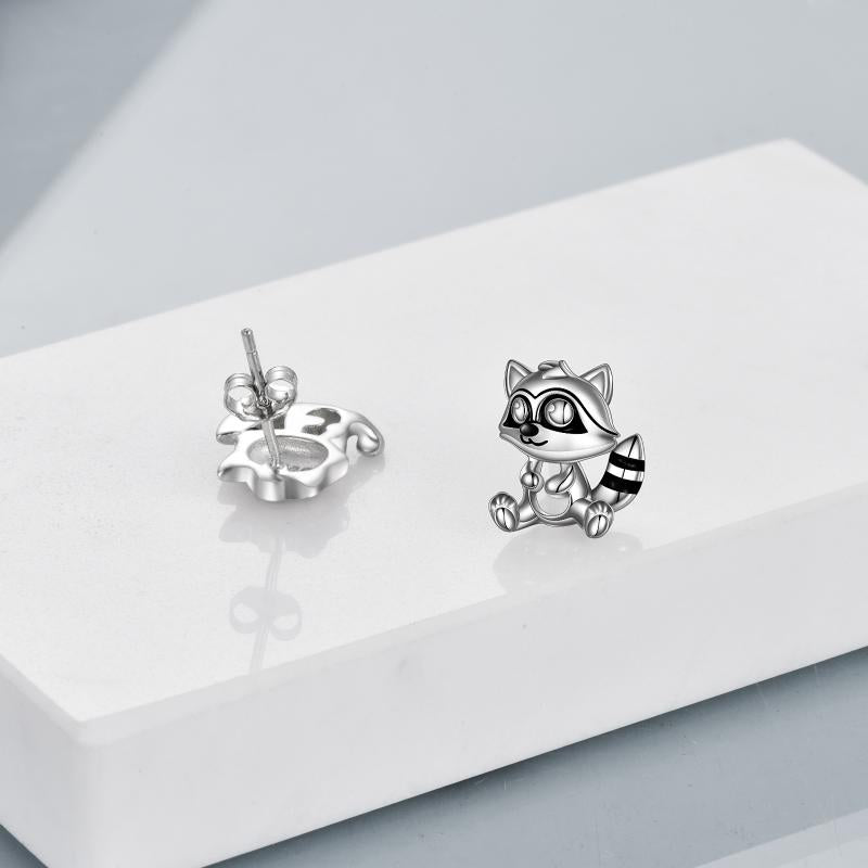 Raccoon Gifts Sterling Silver Raccoon Stud Earrings Cute Animal Raccoon Jewelry for Women Teens Birthday