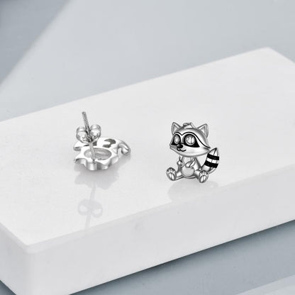 Raccoon Gifts Sterling Silver Raccoon Stud Earrings Cute Animal Raccoon Jewelry for Women Teens Birthday