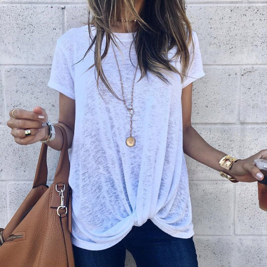 Irregular crossover blouse T-shirt