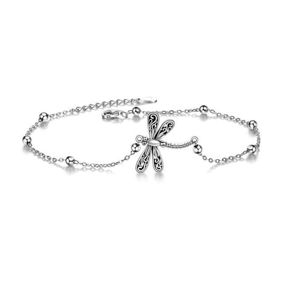 Dragonfly Anklet Sterling Silver Dragonfly Ankle Bracelet Dragonfly Jewelry for Women Gifts