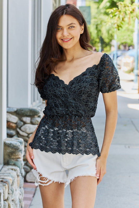 GeeGee Show Stopper Glittler Peplum Top