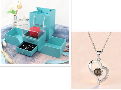 2023 Hot Valentine's Day Gifts Metal Rose Jewelry Gift Box Necklace For Wedding Girlfriend Necklace Gifts