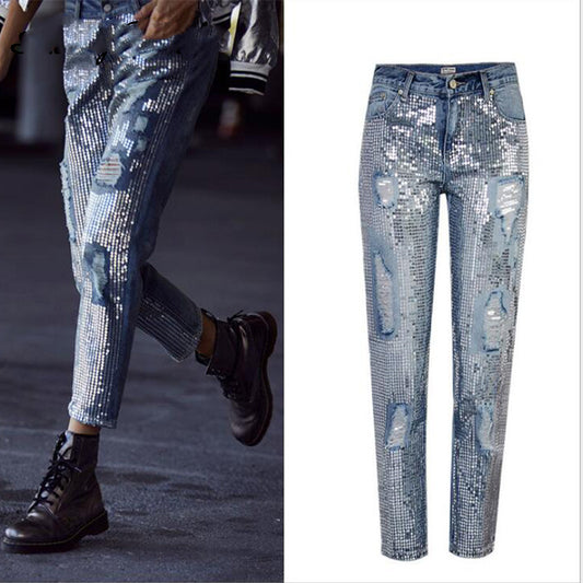 Women's Mid-rise Loose Straight-leg Cropped Denim Pants