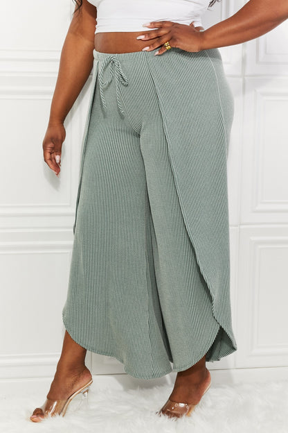 Blumin Apparel Confidently Chic Full Size Split Wide Leg Pants in Sage