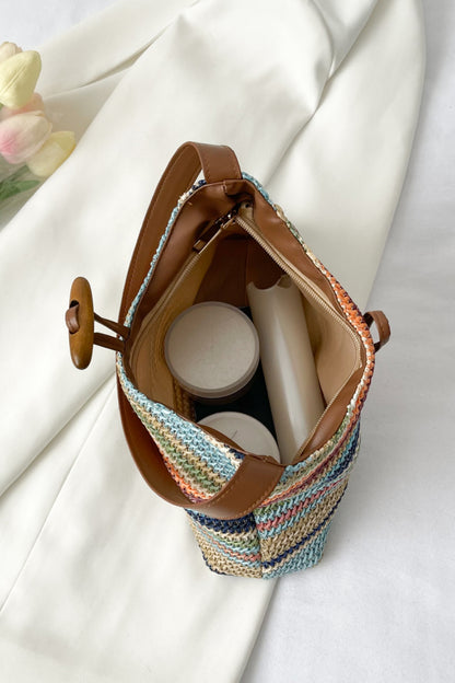 Multicolored Straw Shoulder Bag