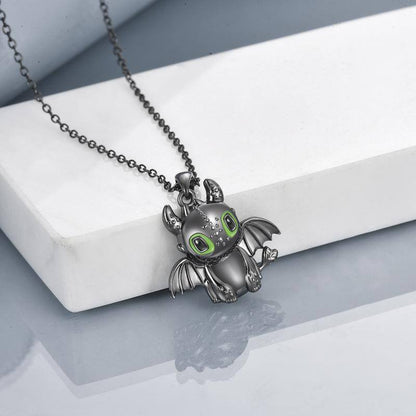 Sterling Silver How to Train Your Dragon Toothless Light Night Fury Charm Pendant Necklace Jewelry