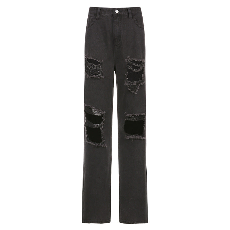 Fashion Casual High-waist Straight-leg Pants Trousers