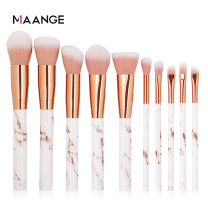 MAANGE 10Pcs Professional Makeup Brush Set Tools Powder Foundation Eyeshadow Lip Eyeliner Blush Marble Face Makeup Brushes